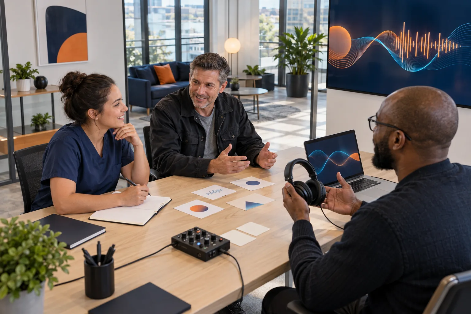 Business specialists designing custom AI voice intake questions
