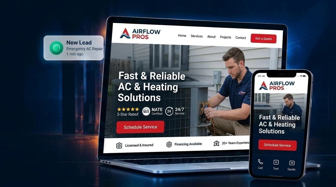 Responsive conversion website displayed across desktop and mobile