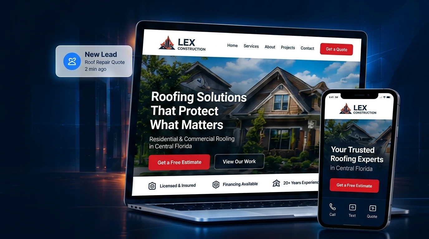 Responsive conversion website presented across desktop and mobile screens
