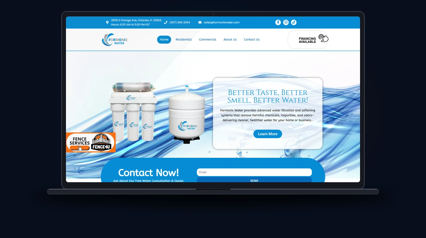 Formonix Water - Tratamiento de Agua Website Mockup