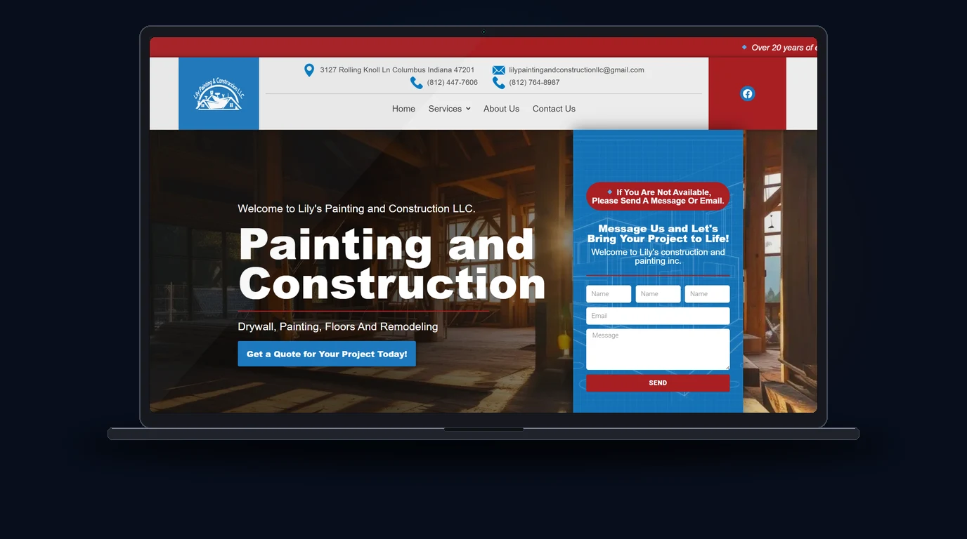 LP Paint & Remodeling - Pintura y Acabados Website Mockup