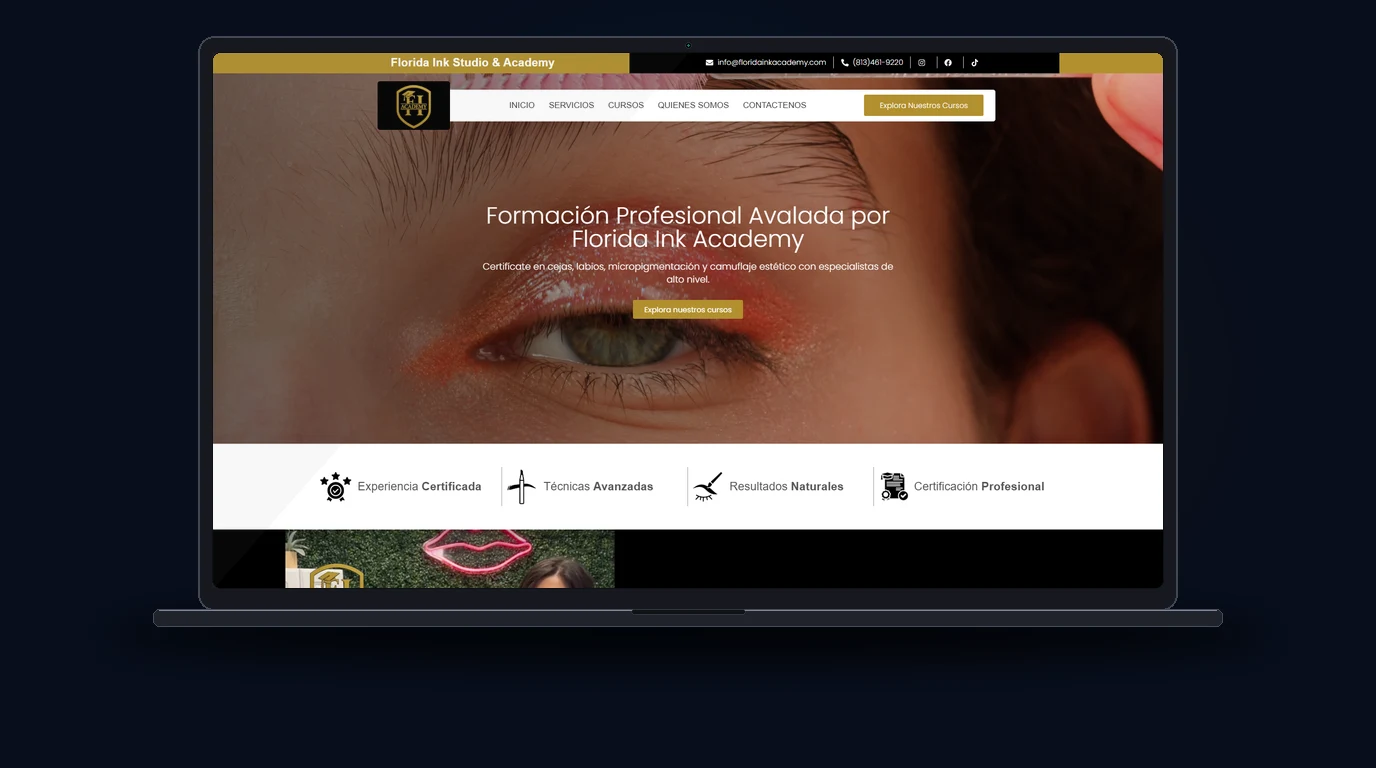 Florida Ink Academy - Estética y Bienestar Médico Website Mockup