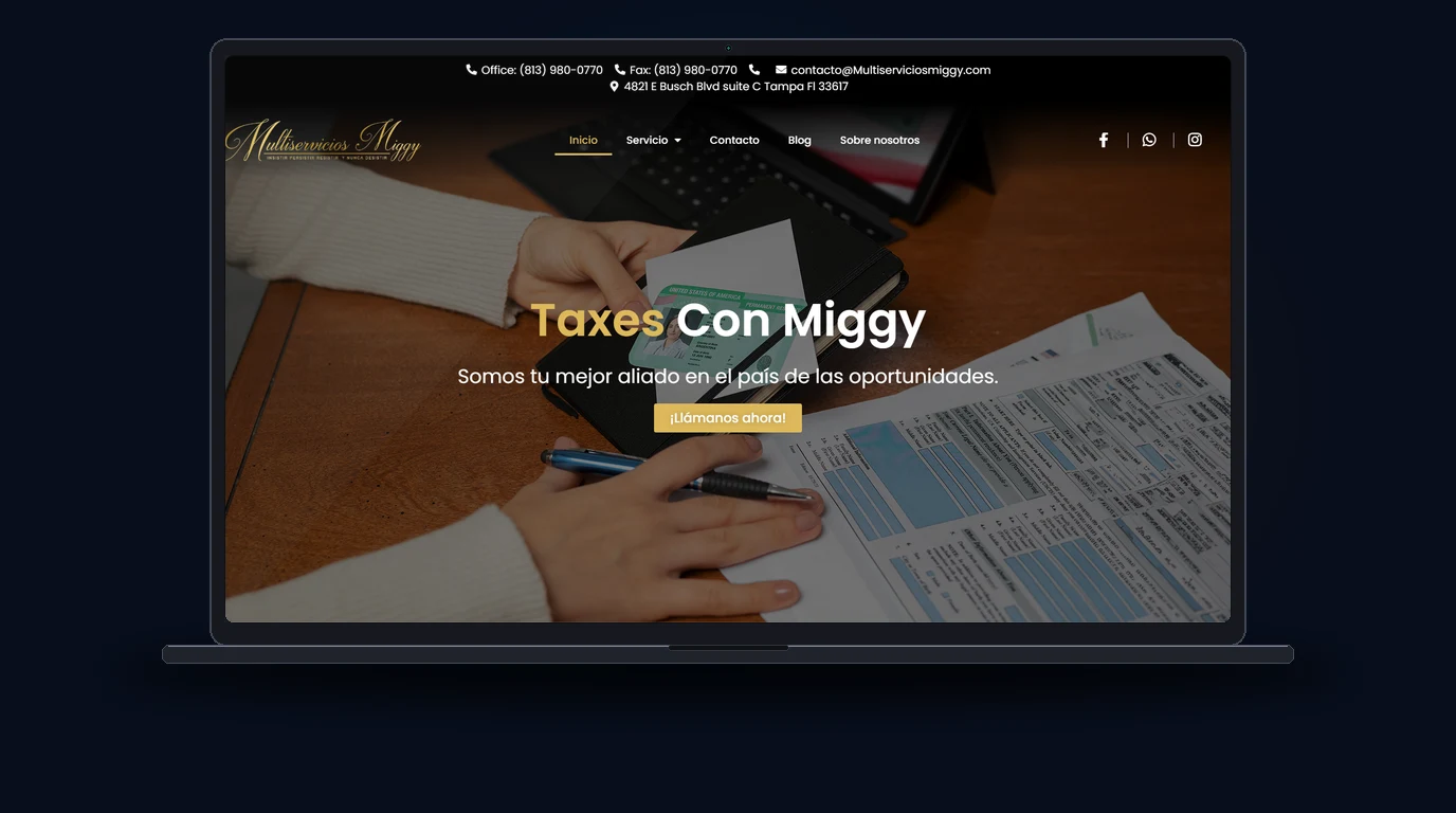 Multiservicios Miggy - Impuestos y Asesoría Legal Website Mockup