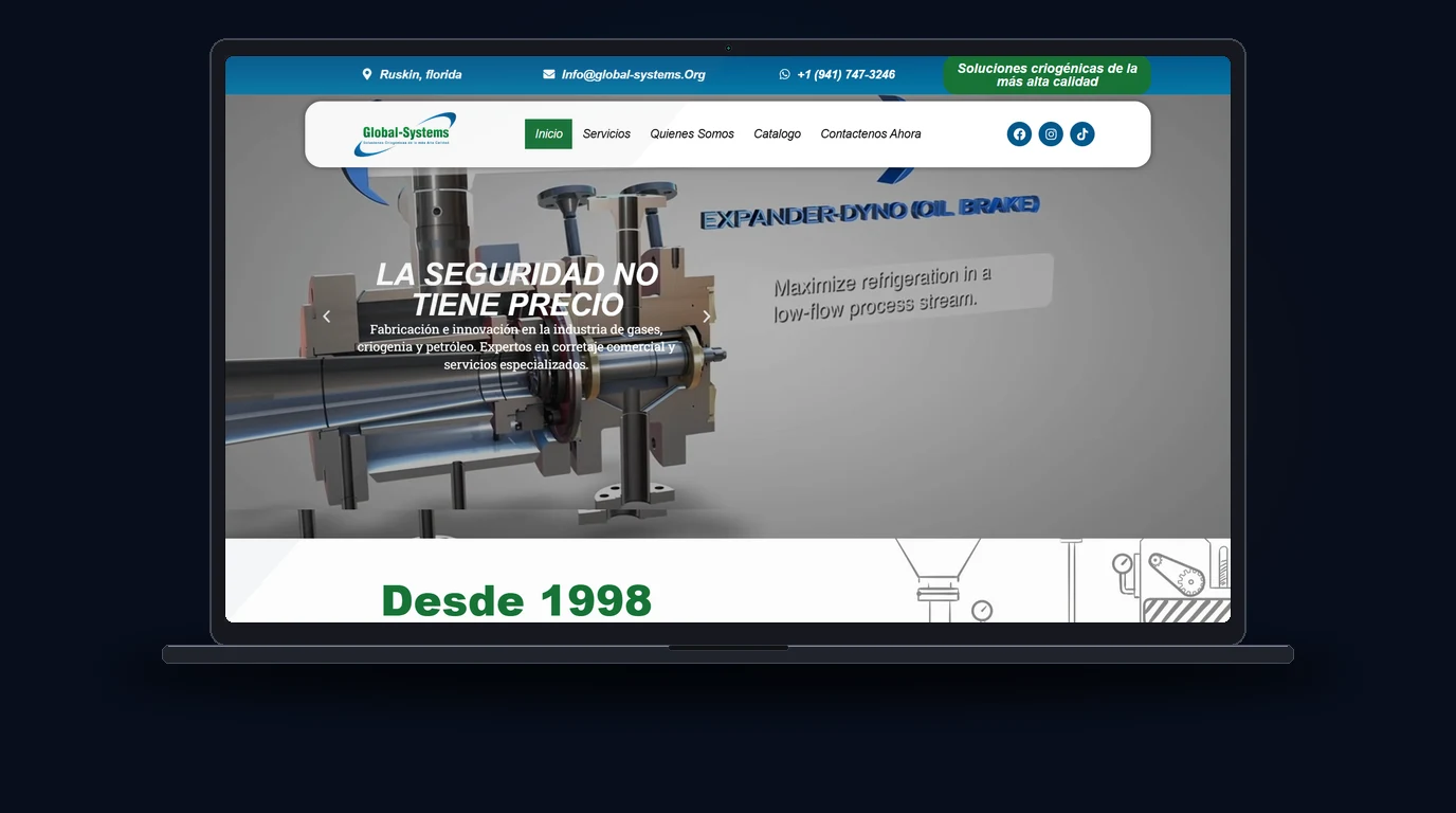 Global Systems - Sistemas Industriales y Tecnología Website Mockup