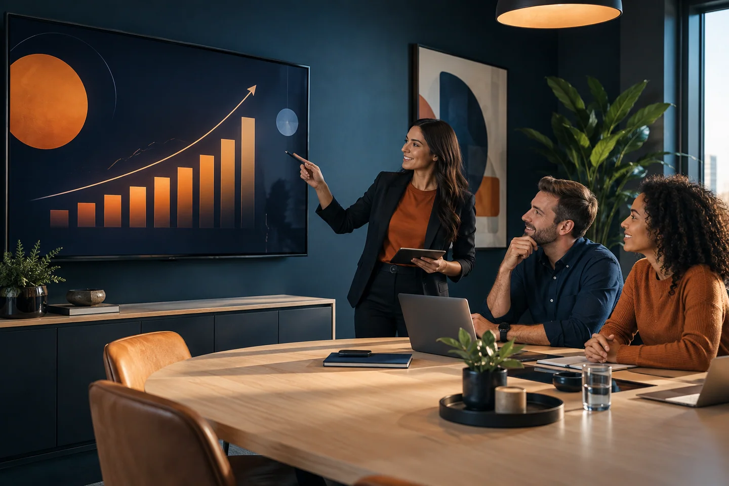 Small business team reviewing conversion growth results
