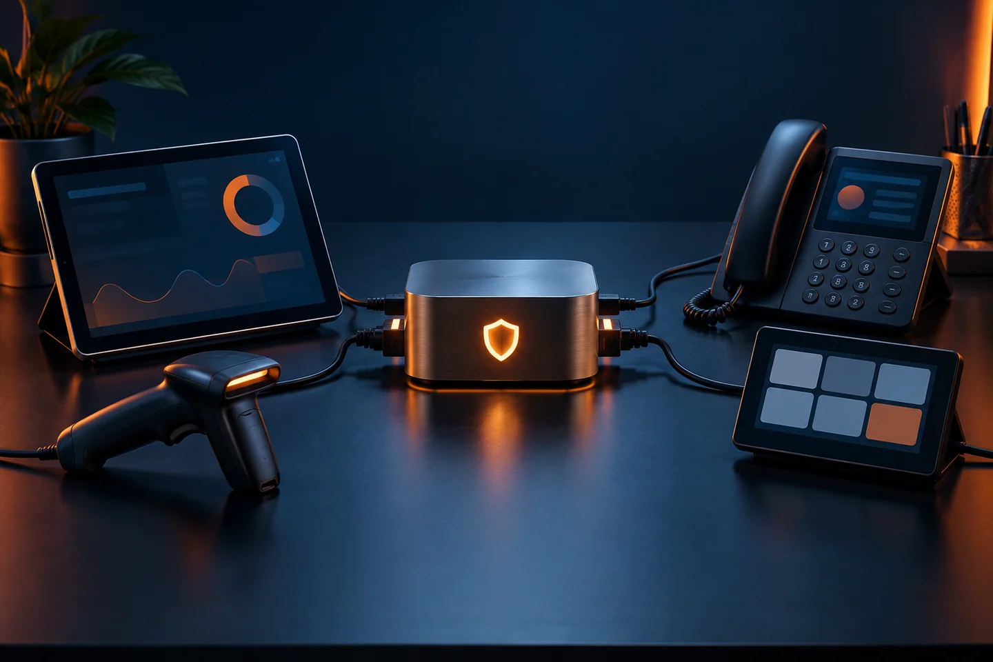Business devices converging into a secure CRM connection hub