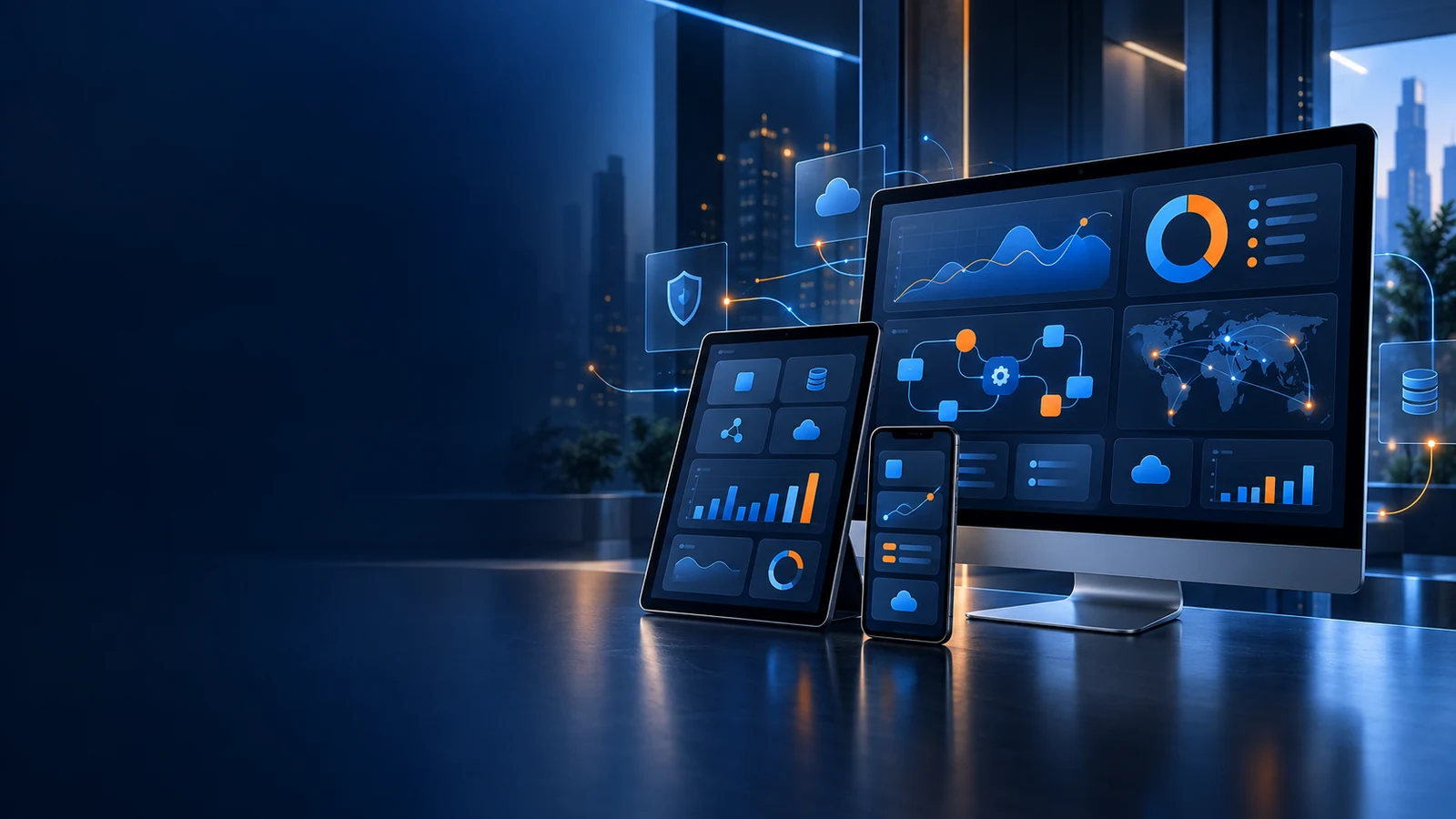 Connected custom software ecosystem across desktop, tablet, and mobile devices